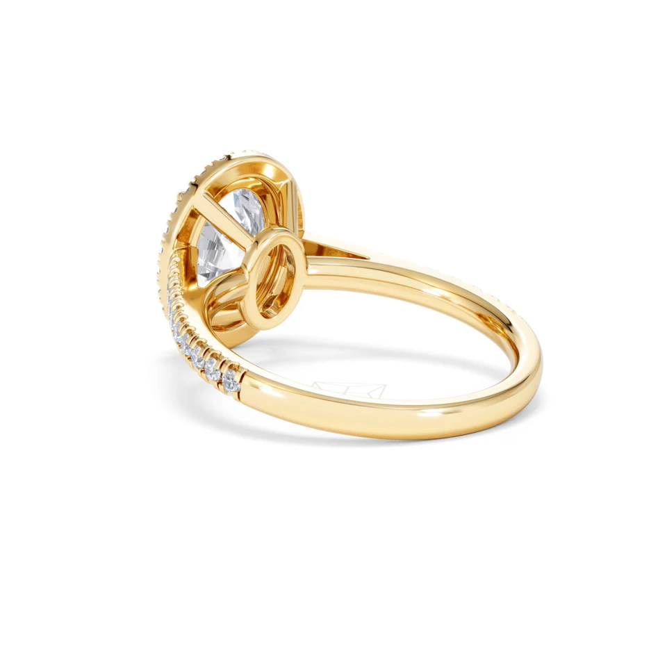 Georgina Lab Oval Diamond Halo Engagement Ring 18K Gold 2.55ct F/VS1