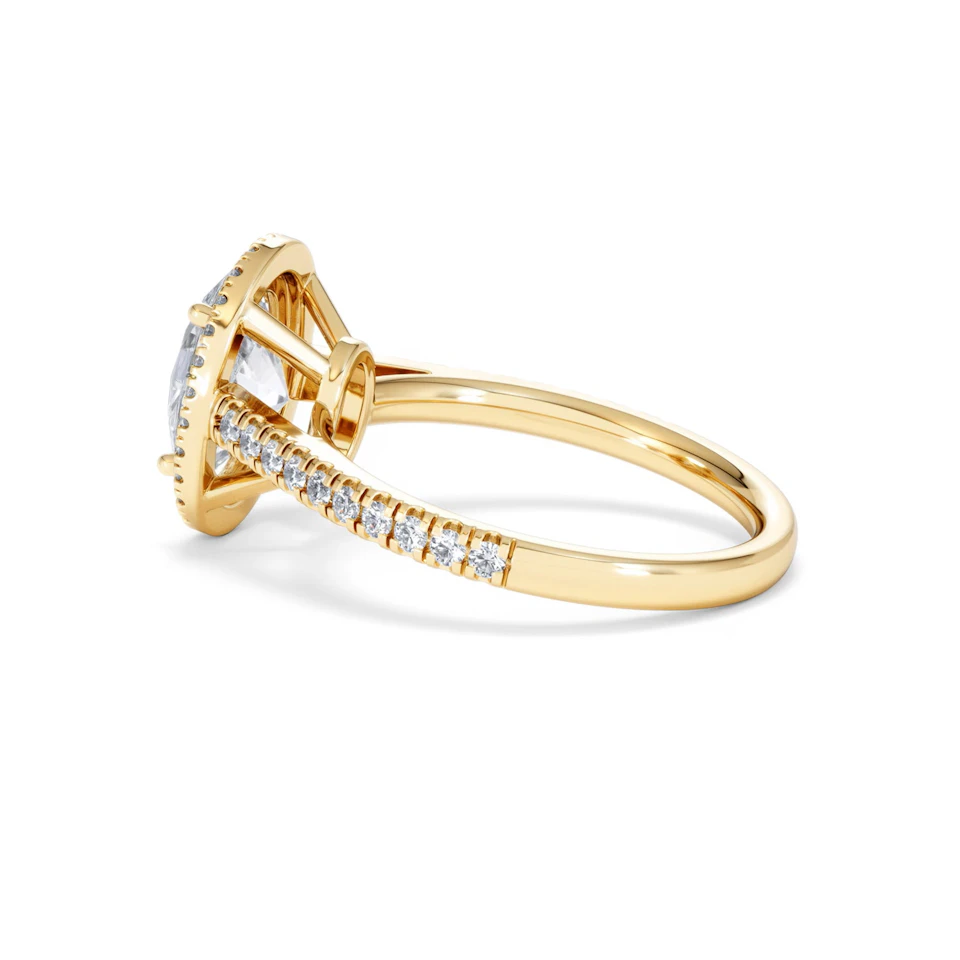 Georgina Lab Oval Diamond Halo Engagement Ring 18K Gold 2.55ct F/VS1