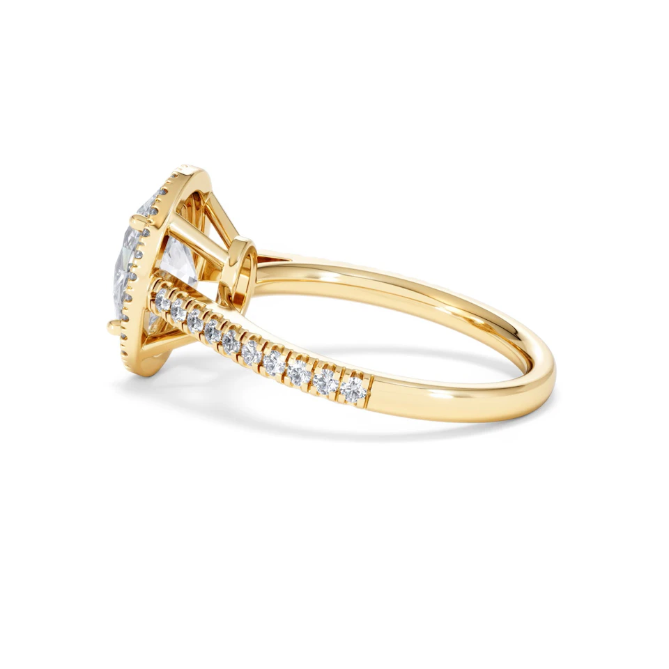 Georgina Lab Oval Diamond Halo Engagement Ring 18K Gold 2.55ct F/VS1