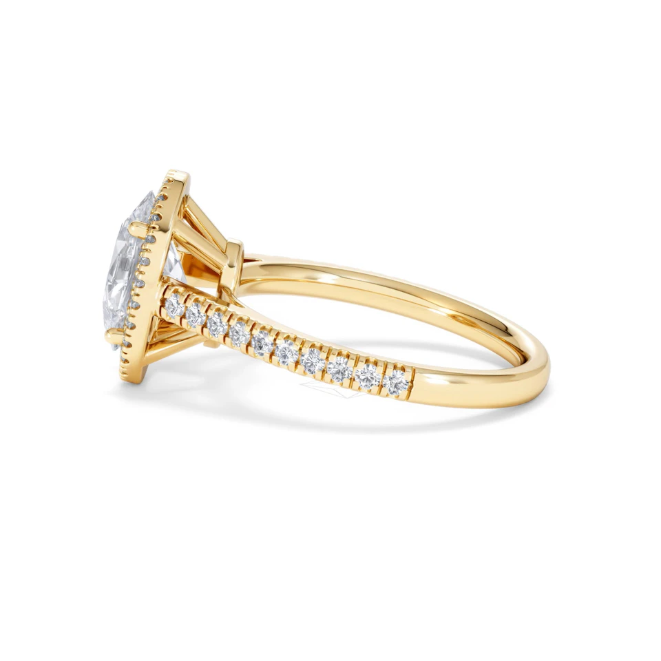 Georgina Lab Oval Diamond Halo Engagement Ring 18K Gold 2.55ct F/VS1