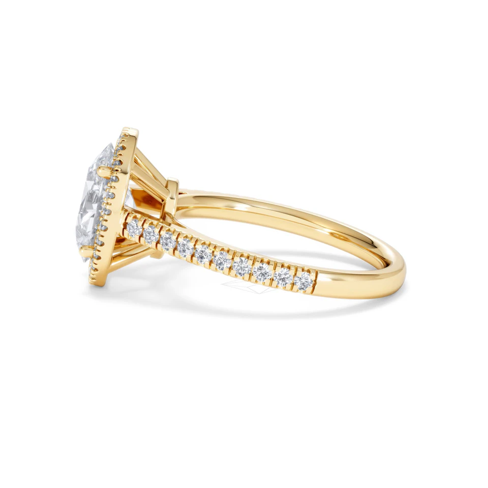 Georgina Lab Oval Diamond Halo Engagement Ring 18K Gold 2.55ct F/VS1