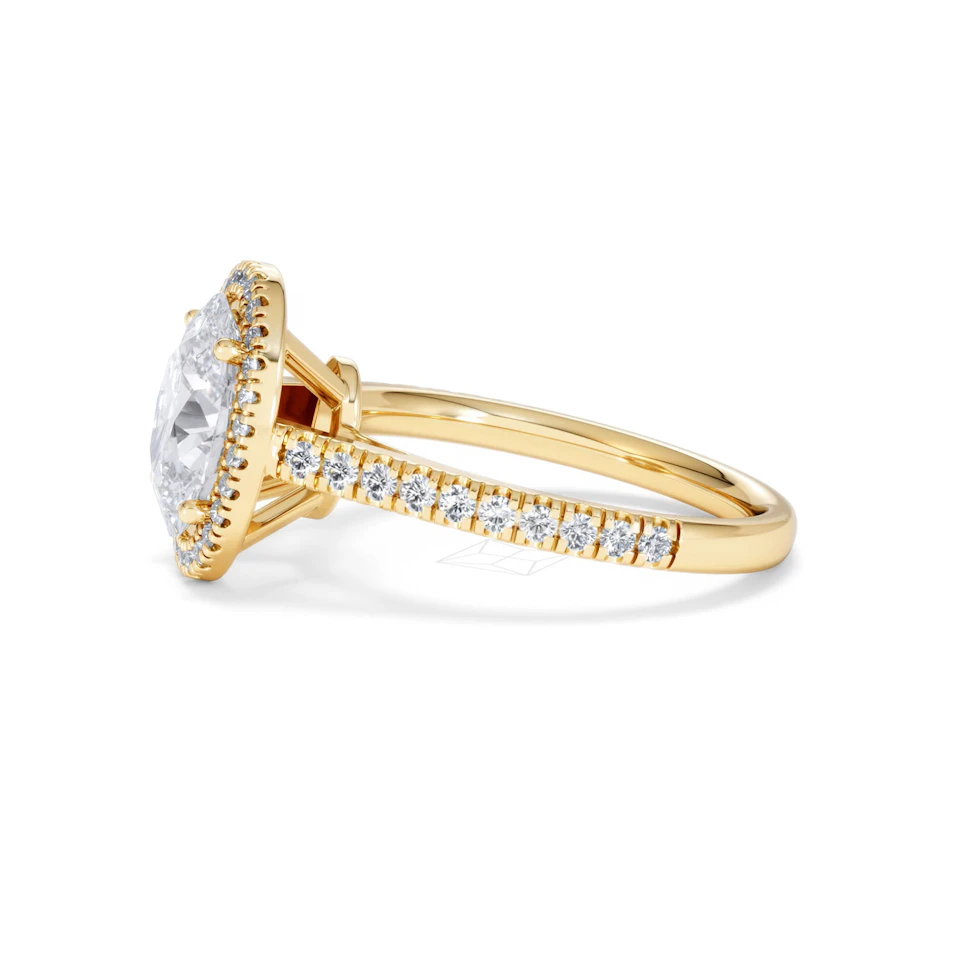 Georgina Lab Oval Diamond Halo Engagement Ring 18K Gold 2.55ct F/VS1