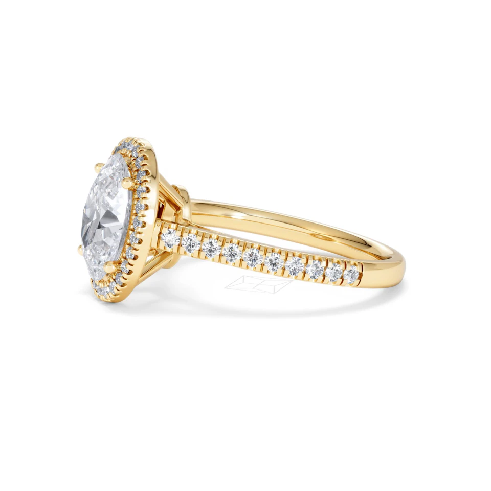 Georgina Lab Oval Diamond Halo Engagement Ring 18K Gold 2.55ct F/VS1