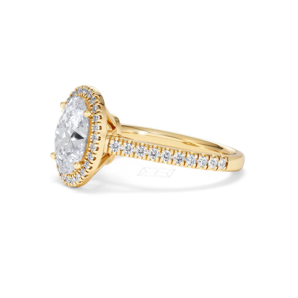 Georgina Lab Oval Diamond Halo Engagement Ring 18K Gold 2.55ct F/VS1