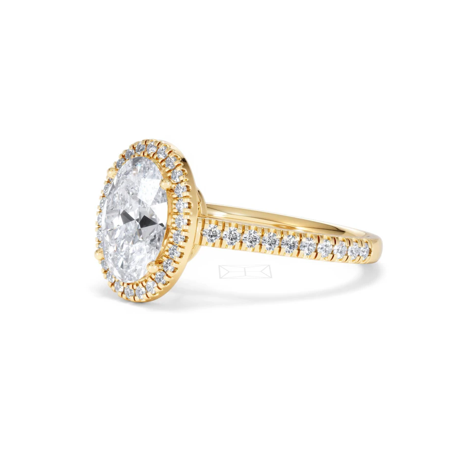 Georgina Lab Oval Diamond Halo Engagement Ring 18K Gold 2.55ct F/VS1