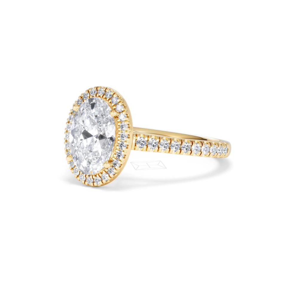 Georgina Lab Oval Diamond Halo Engagement Ring 18K Gold 2.55ct F/VS1
