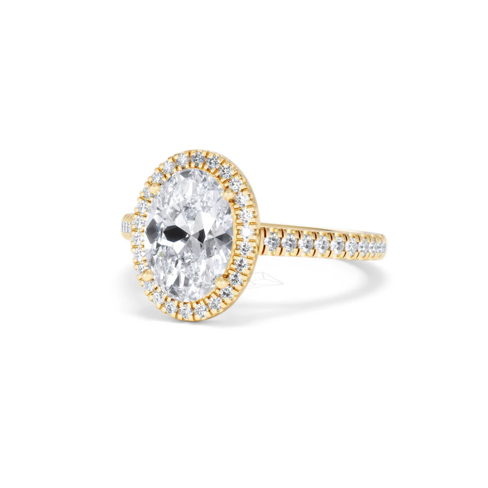 Georgina Lab Oval Diamond Halo Engagement Ring 18K Gold 2.55ct F/VS1