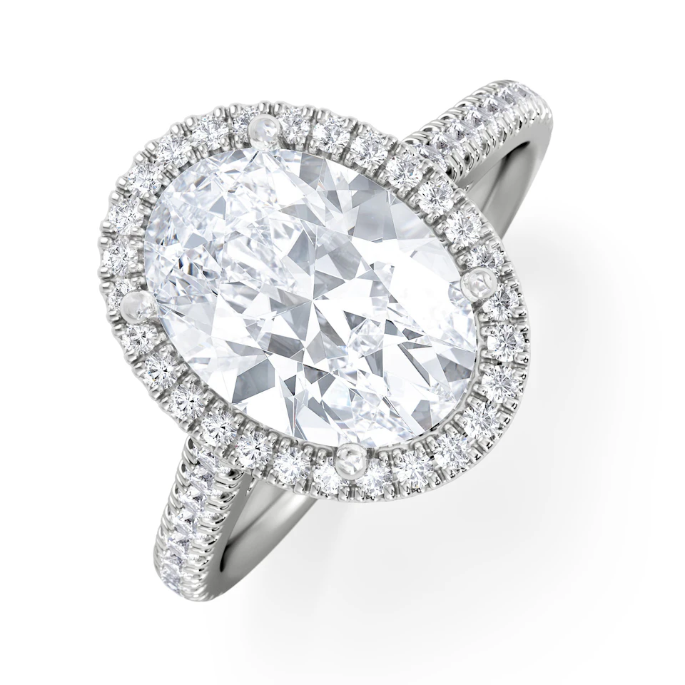 Georgina 3.50ct Lab Diamond Oval Cut Engagement Ring in 18K White Gold G/VS1