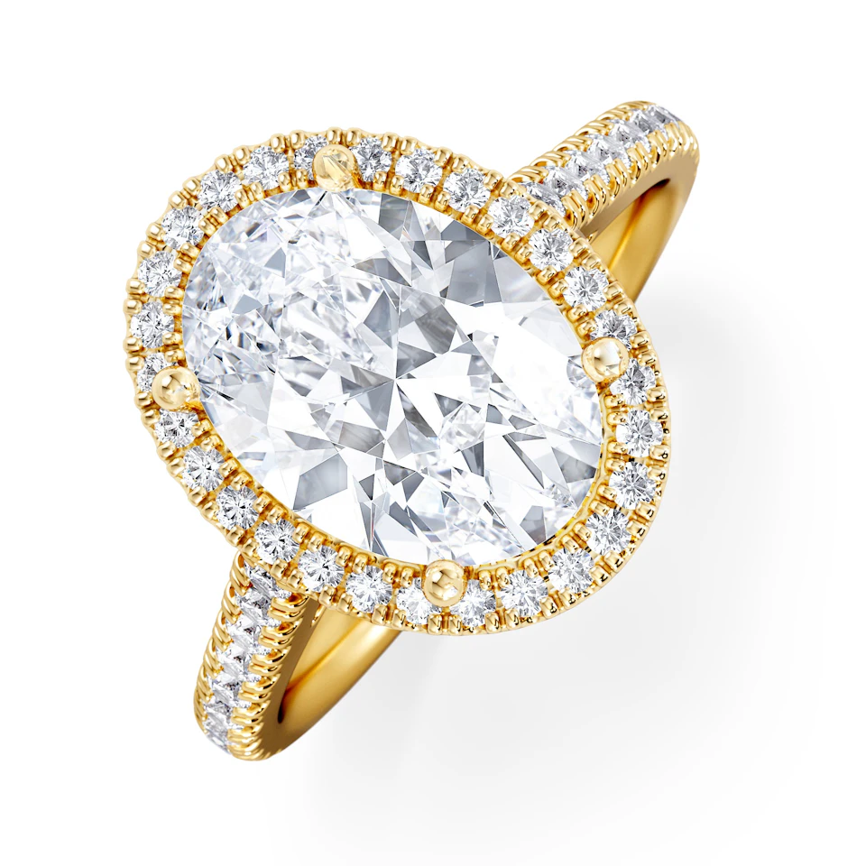 Georgina 3.50ct Lab Diamond Oval Cut Engagement Ring in 18K Yellow Gold G/VS1