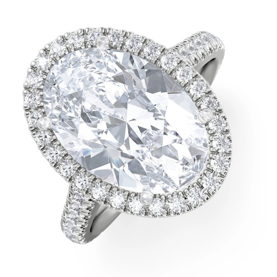 Georgina 5.70ct Lab Diamond Oval Cut Engagement Ring in 18K White Gold G/VS1