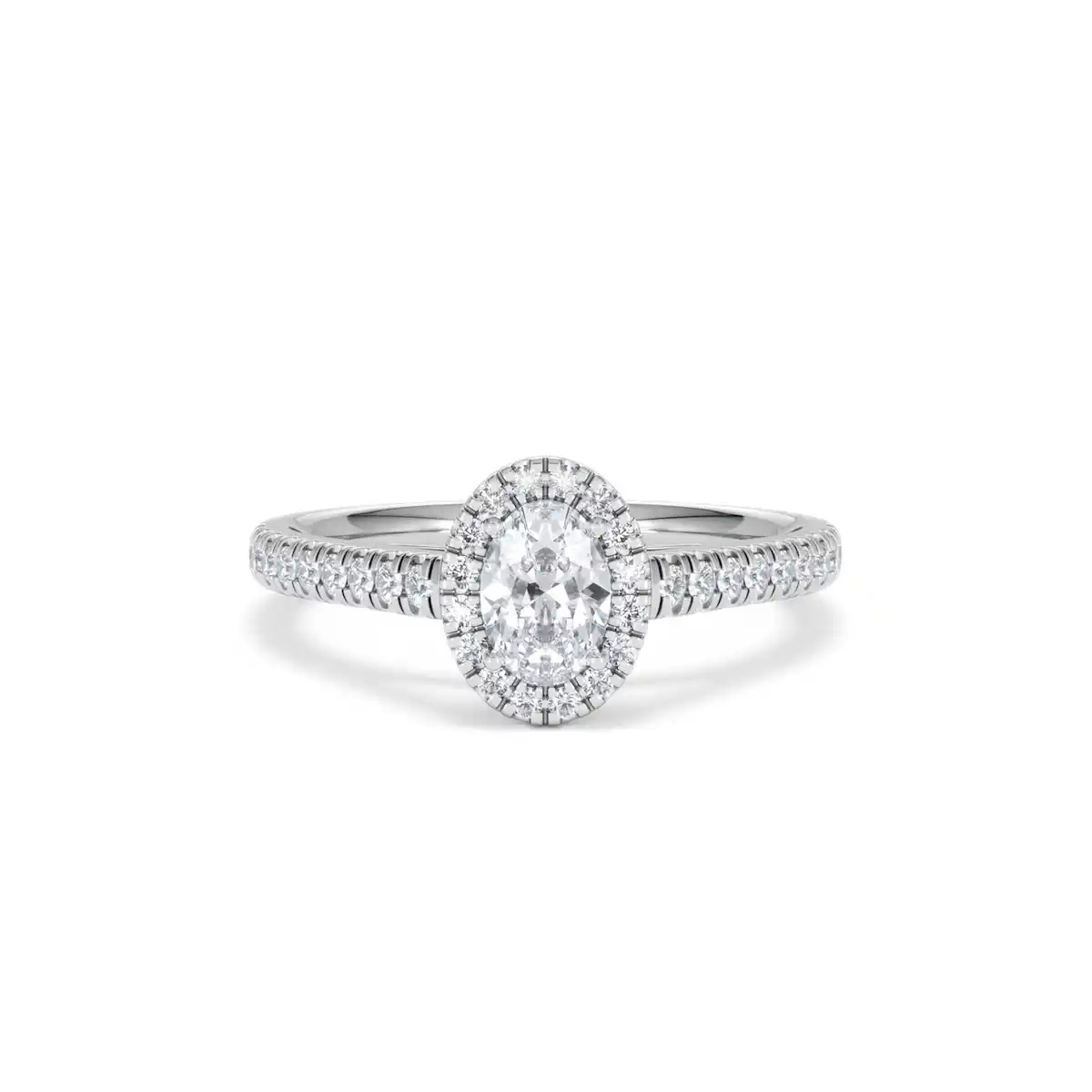 Georgina Lab Oval Diamond Halo Engagement Ring Platinum 1.00ct F/VS1