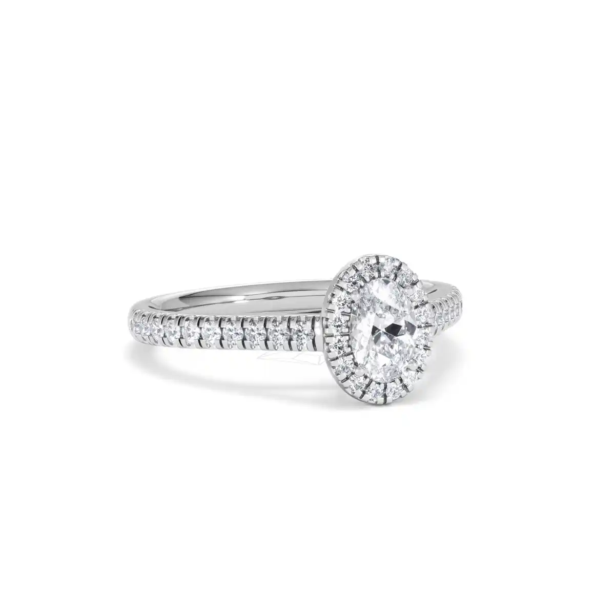 Georgina Lab Oval Diamond Halo Engagement Ring Platinum 1.00ct F/VS1