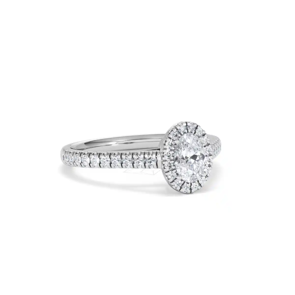 Georgina Lab Oval Diamond Halo Engagement Ring Platinum 1.00ct F/VS1