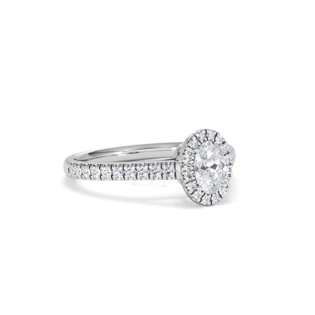 Georgina Lab Oval Diamond Halo Engagement Ring Platinum 1.00ct F/VS1