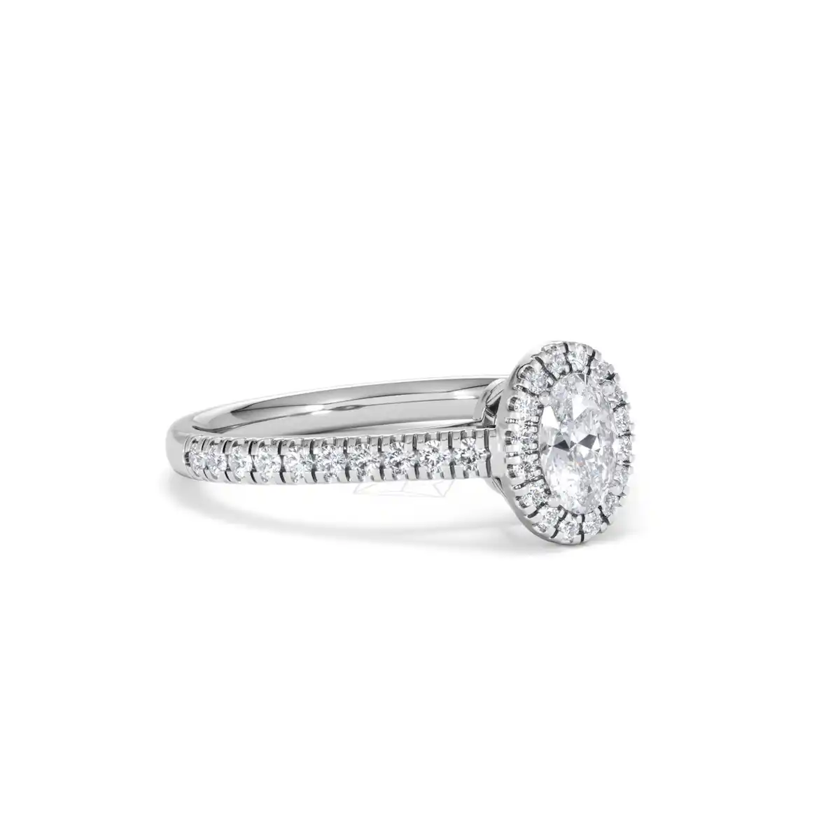 Georgina Lab Oval Diamond Halo Engagement Ring Platinum 1.00ct F/VS1