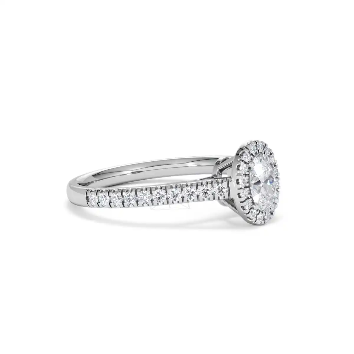Georgina Lab Oval Diamond Halo Engagement Ring Platinum 1.00ct F/VS1