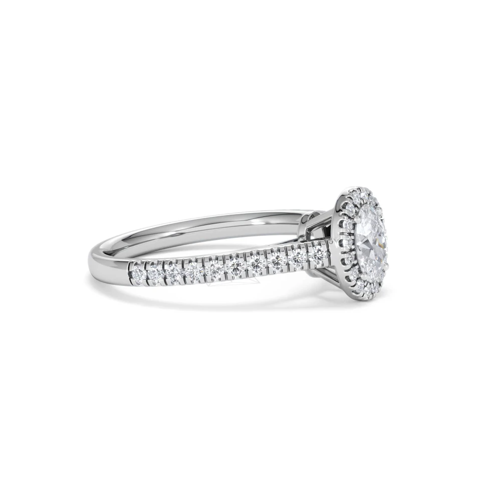 Georgina Lab Oval Diamond Halo Engagement Ring 18K White Gold 1.00ct F/VS1