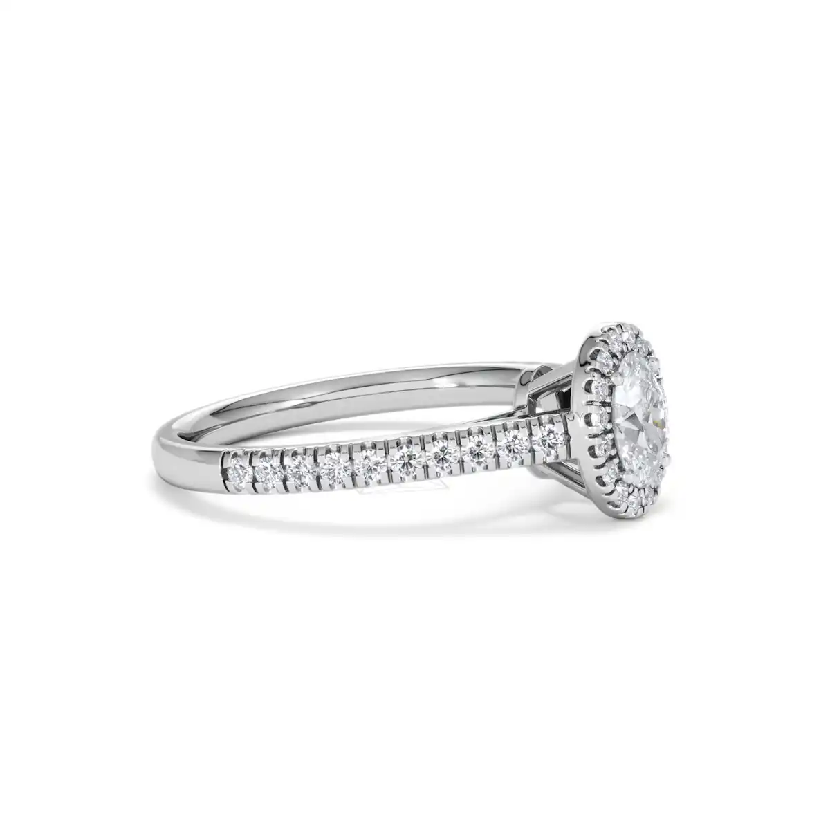 Georgina Lab Oval Diamond Halo Engagement Ring Platinum 1.00ct F/VS1