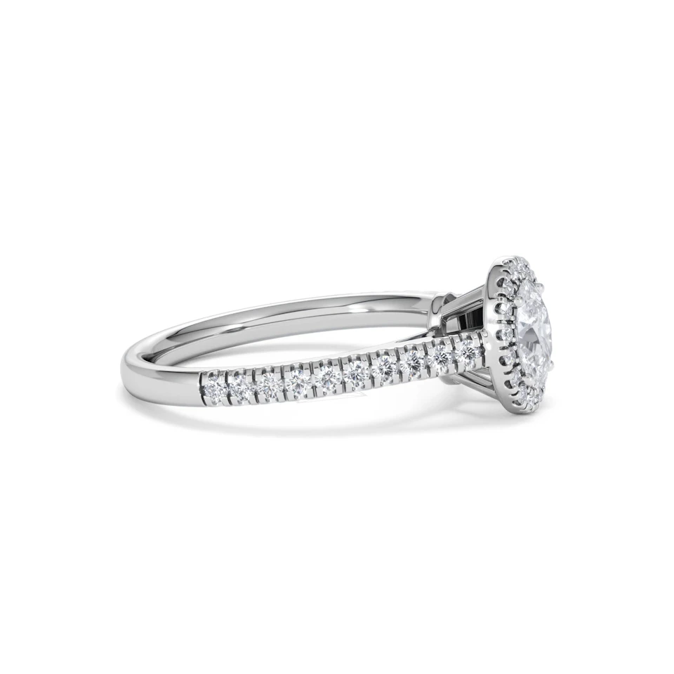 Georgina Lab Oval Diamond Halo Engagement Ring 18K White Gold 1.00ct F/VS1