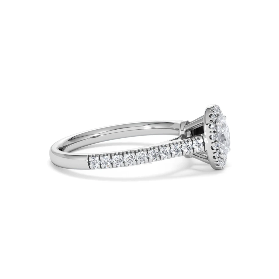 Georgina Lab Oval Diamond Halo Engagement Ring 18K White Gold 1.00ct F/VS1