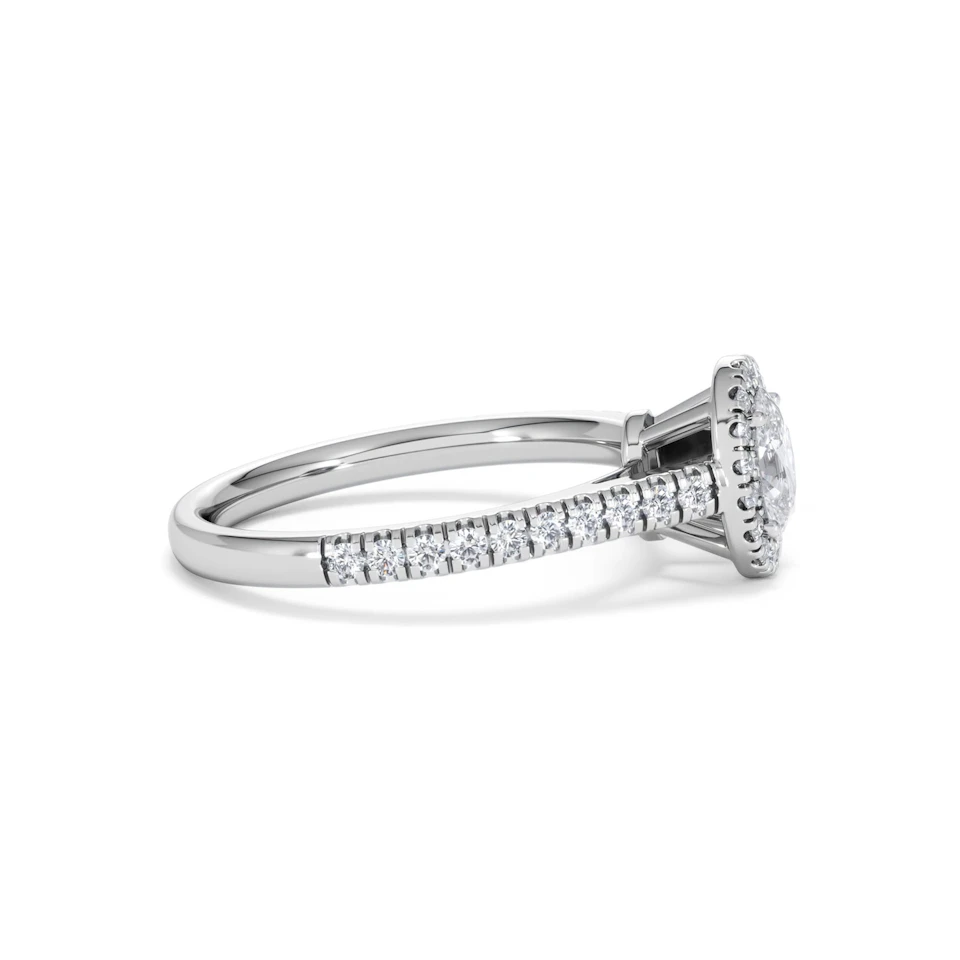Georgina Lab Oval Diamond Halo Engagement Ring 18K White Gold 1.00ct F/VS1
