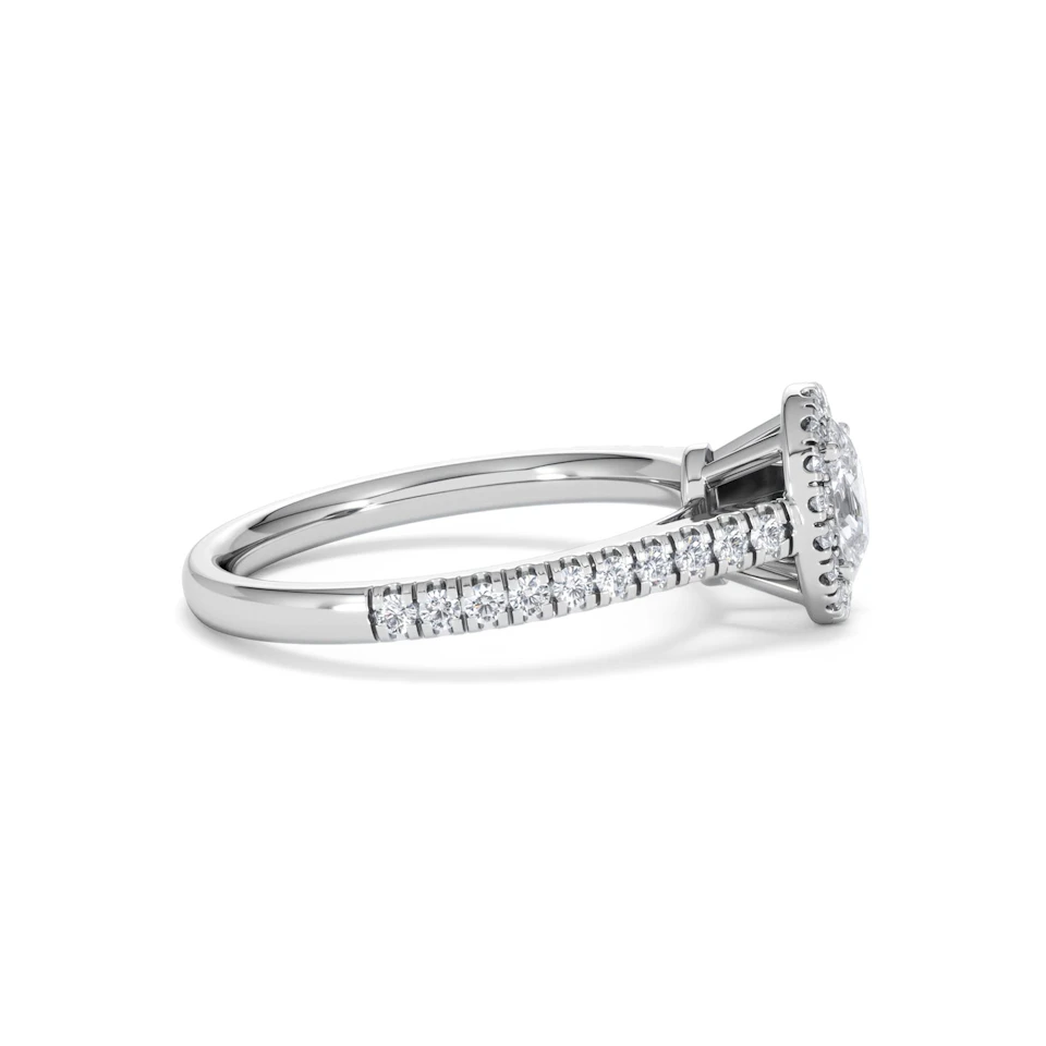 Georgina Lab Oval Diamond Halo Engagement Ring 18K White Gold 1.00ct F/VS1