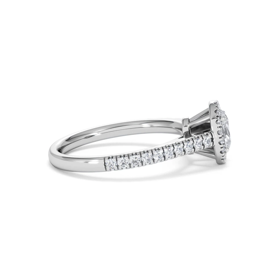 Georgina Lab Oval Diamond Halo Engagement Ring 18K White Gold 1.00ct F/VS1
