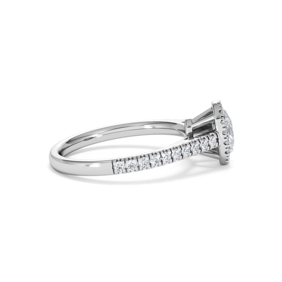 Georgina Lab Oval Diamond Halo Engagement Ring 18K White Gold 1.00ct F/VS1