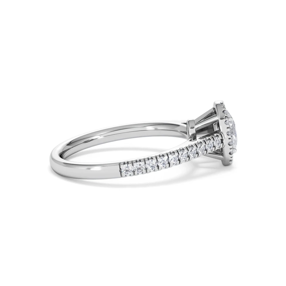 Georgina Lab Oval Diamond Halo Engagement Ring 18K White Gold 1.00ct F/VS1