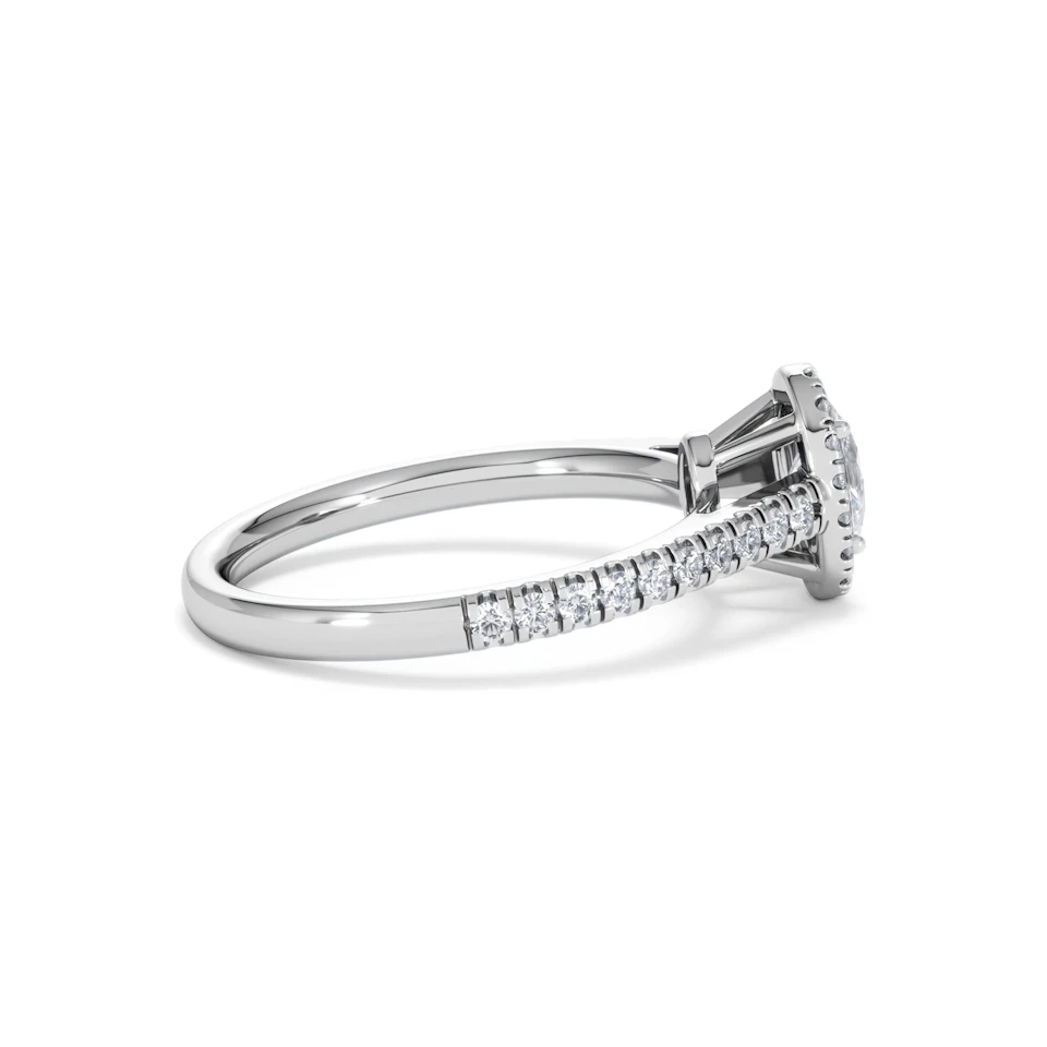 Georgina Lab Oval Diamond Halo Engagement Ring 18K White Gold 1.00ct F/VS1