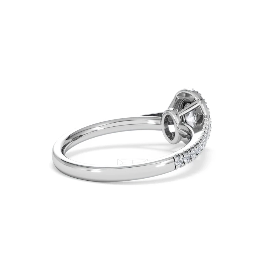 Georgina Lab Oval Diamond Halo Engagement Ring 18K White Gold 1.00ct F/VS1