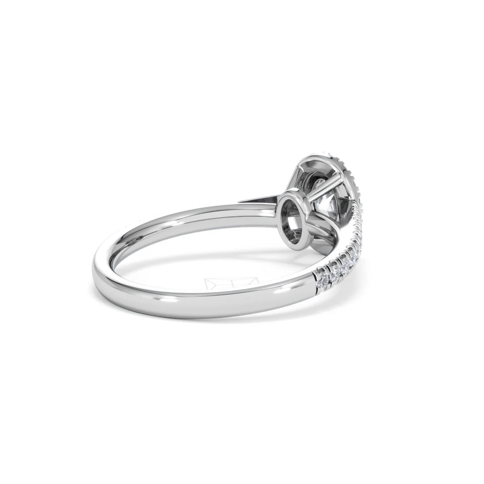 Georgina Lab Oval Diamond Halo Engagement Ring 18K White Gold 1.00ct F/VS1