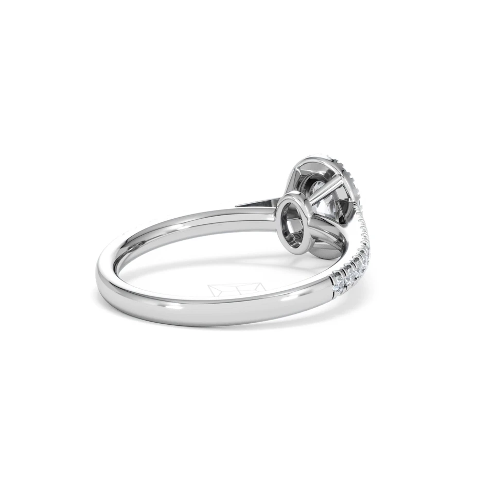 Georgina Lab Oval Diamond Halo Engagement Ring 18K White Gold 1.00ct F/VS1