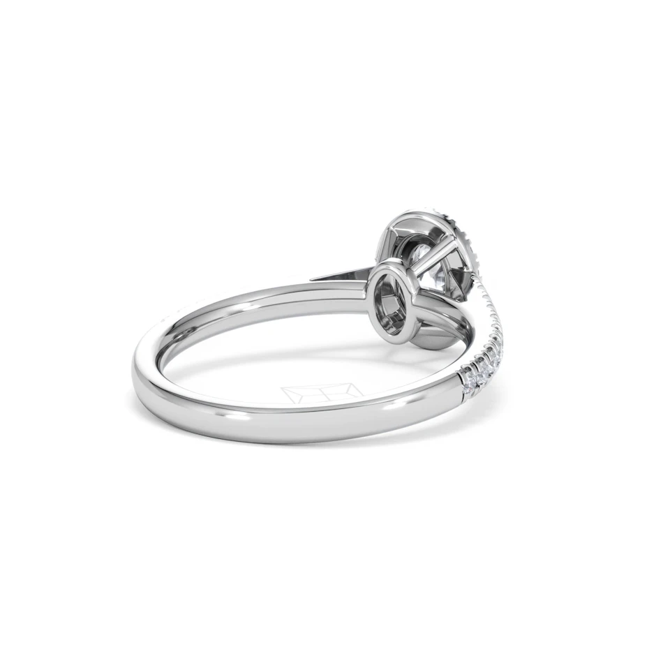 Georgina Lab Oval Diamond Halo Engagement Ring 18K White Gold 1.00ct F/VS1