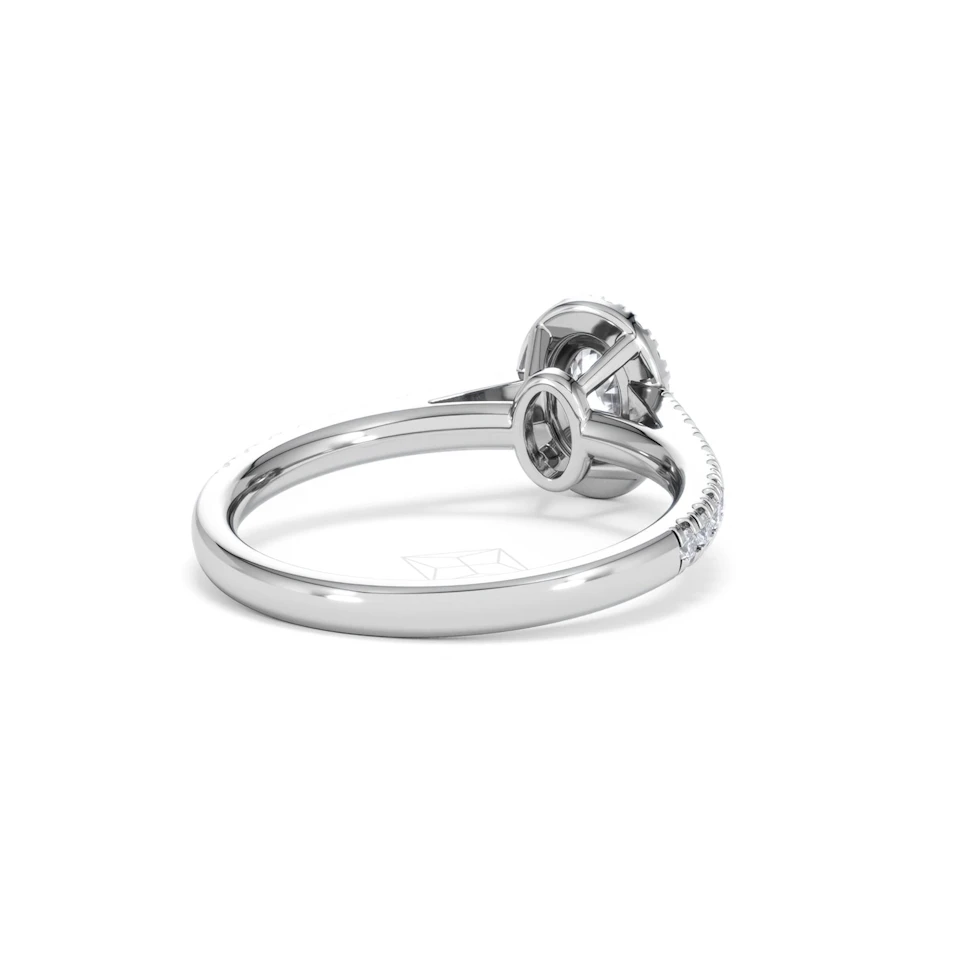 Georgina Lab Oval Diamond Halo Engagement Ring 18K White Gold 1.00ct F/VS1
