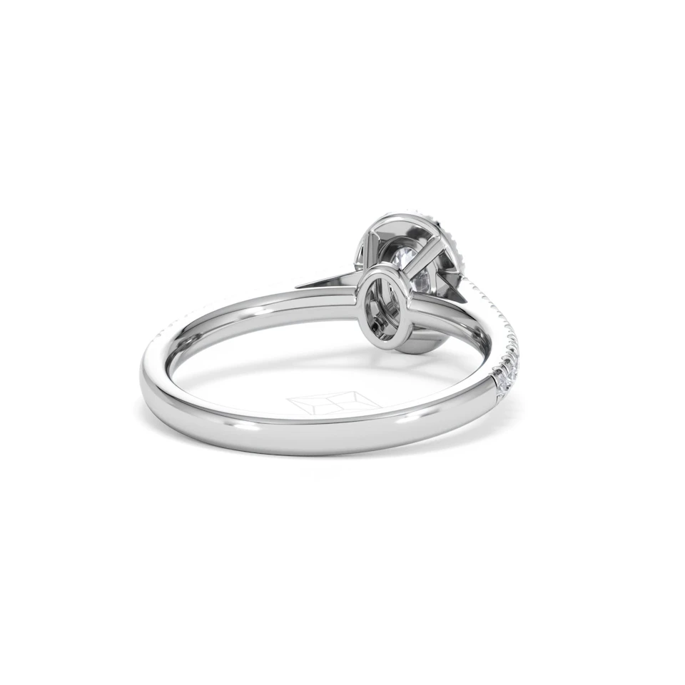Georgina Lab Oval Diamond Halo Engagement Ring 18K White Gold 1.00ct F/VS1