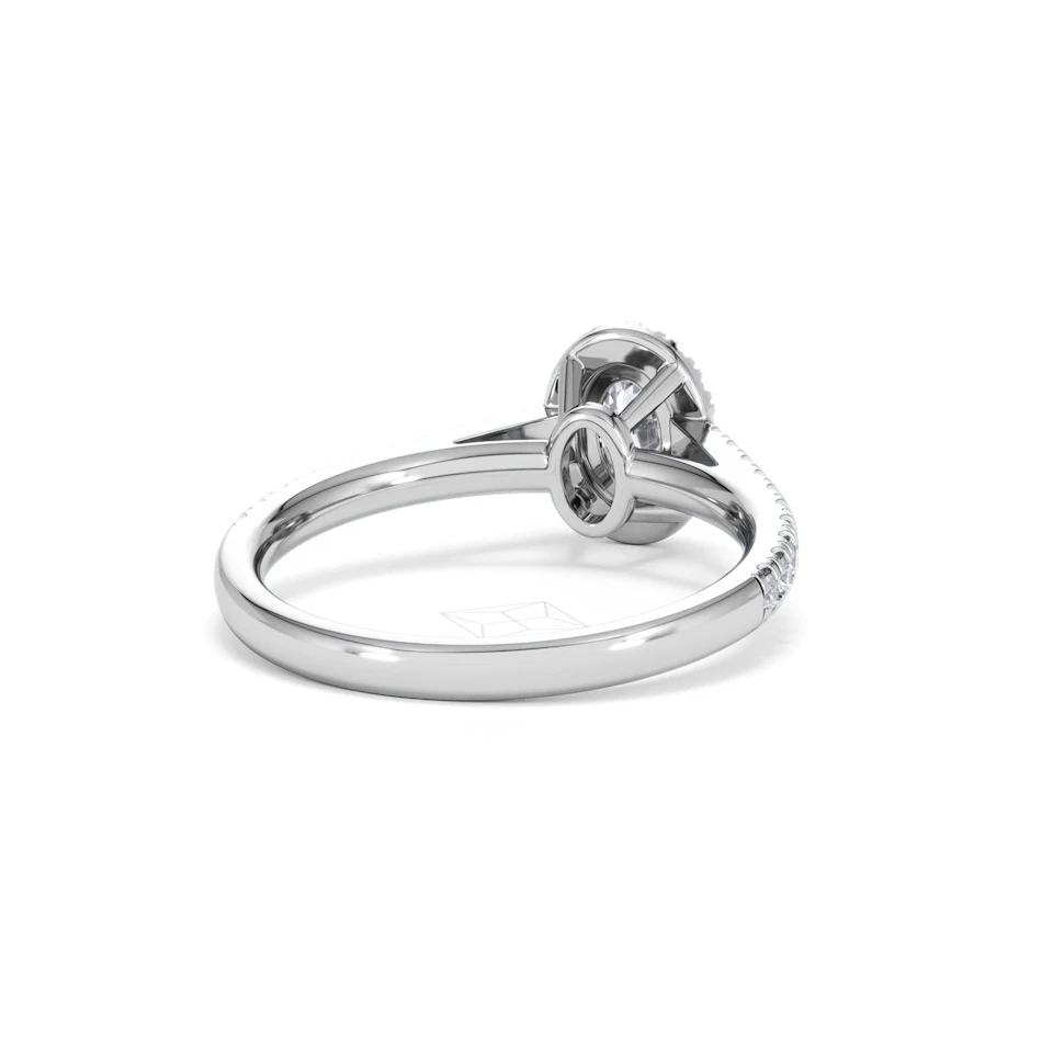 Georgina Lab Oval Diamond Halo Engagement Ring Platinum 1.00ct F/VS1