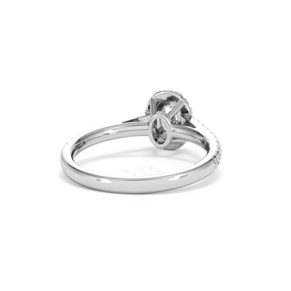 Georgina Lab Oval Diamond Halo Engagement Ring 18K White Gold 1.00ct F/VS1