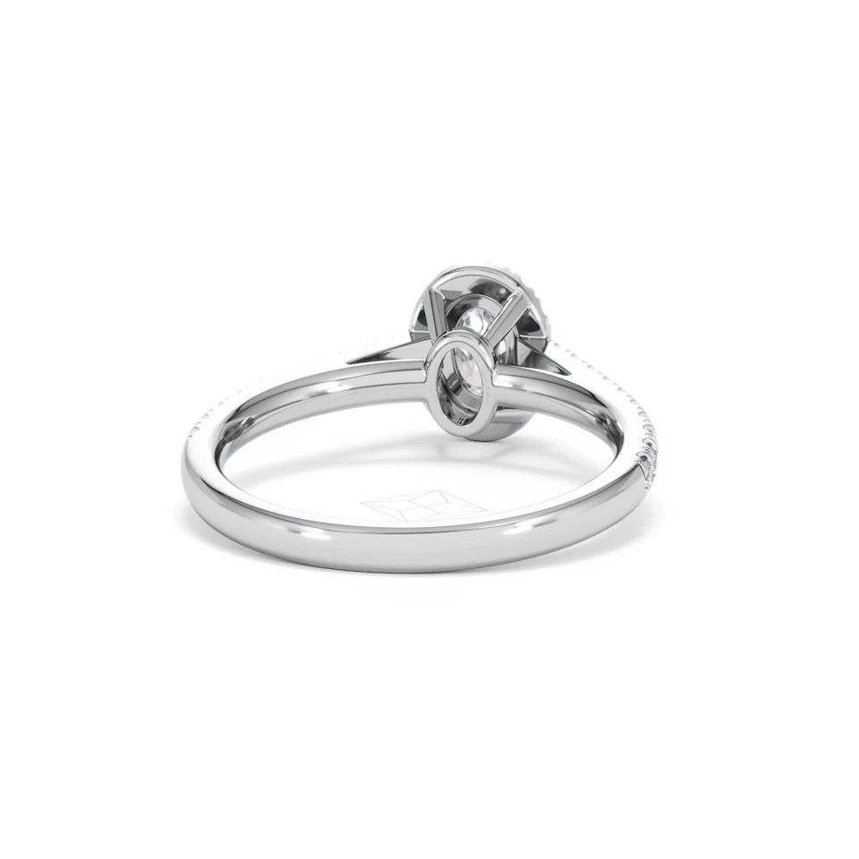 Georgina Lab Oval Diamond Halo Engagement Ring 18K White Gold 1.00ct F/VS1