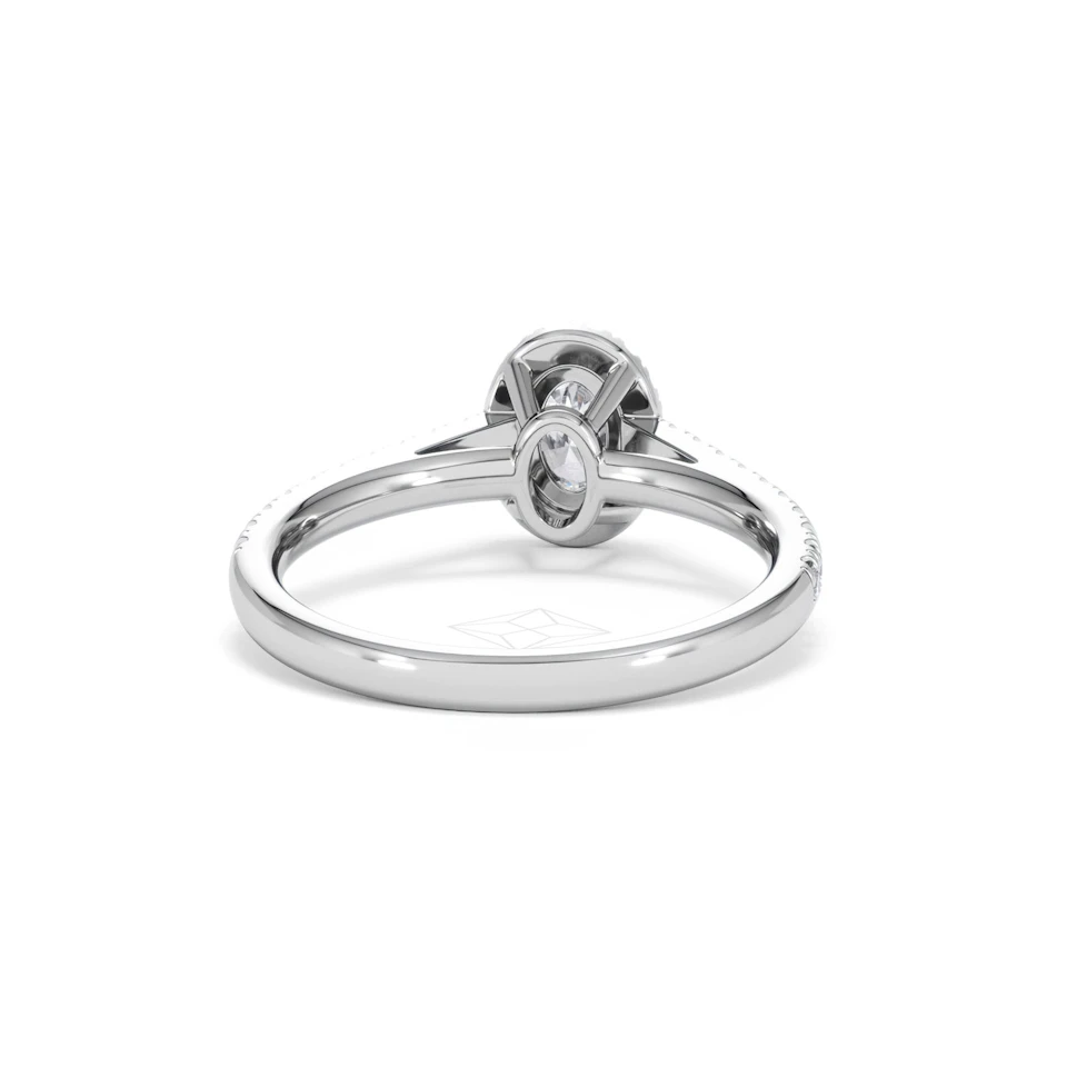 Georgina Lab Oval Diamond Halo Engagement Ring 18K White Gold 1.00ct F/VS1