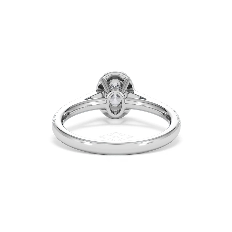 Georgina Lab Oval Diamond Halo Engagement Ring 18K White Gold 1.00ct F/VS1