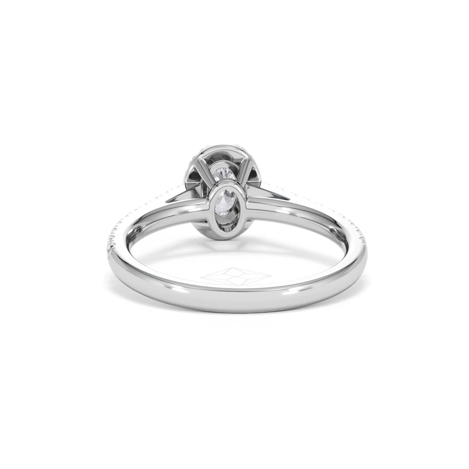 Georgina Lab Oval Diamond Halo Engagement Ring 18K White Gold 1.00ct F/VS1