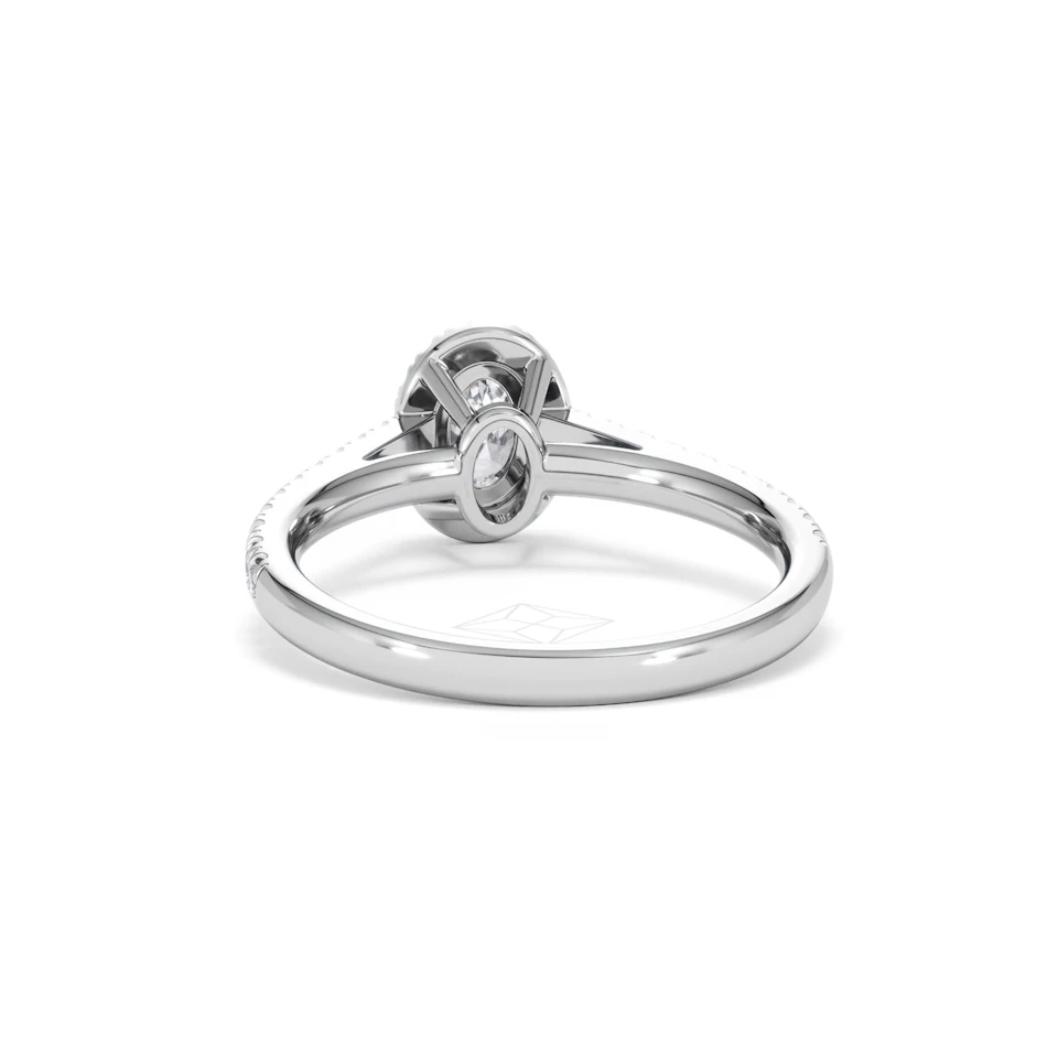 Georgina Lab Oval Diamond Halo Engagement Ring 18K White Gold 1.00ct F/VS1