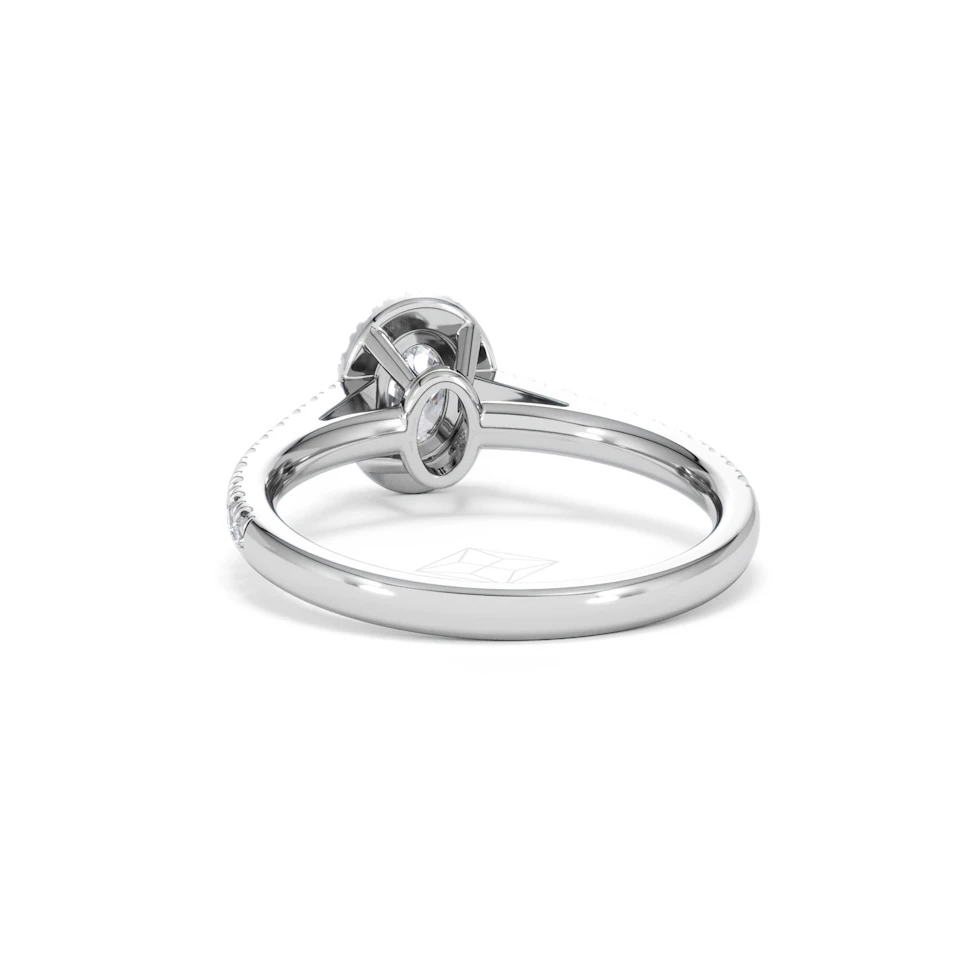 Georgina Lab Oval Diamond Halo Engagement Ring 18K White Gold 1.00ct F/VS1