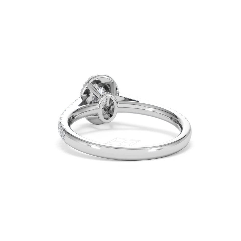 Georgina Lab Oval Diamond Halo Engagement Ring 18K White Gold 1.00ct F/VS1