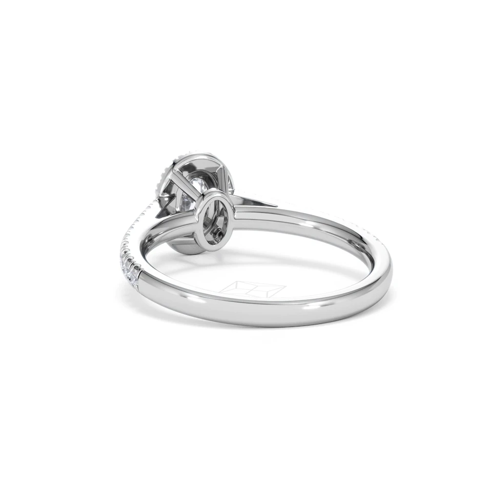 Georgina Lab Oval Diamond Halo Engagement Ring 18K White Gold 1.00ct F/VS1