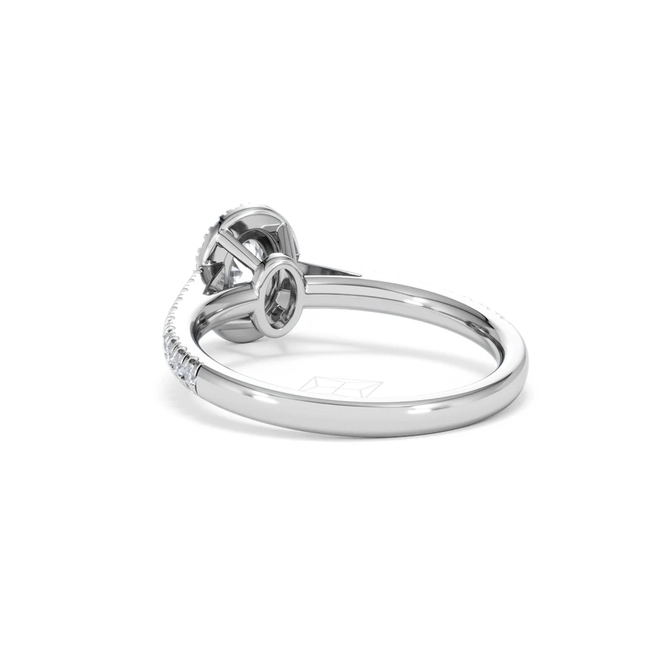 Georgina Lab Oval Diamond Halo Engagement Ring 18K White Gold 1.00ct F/VS1