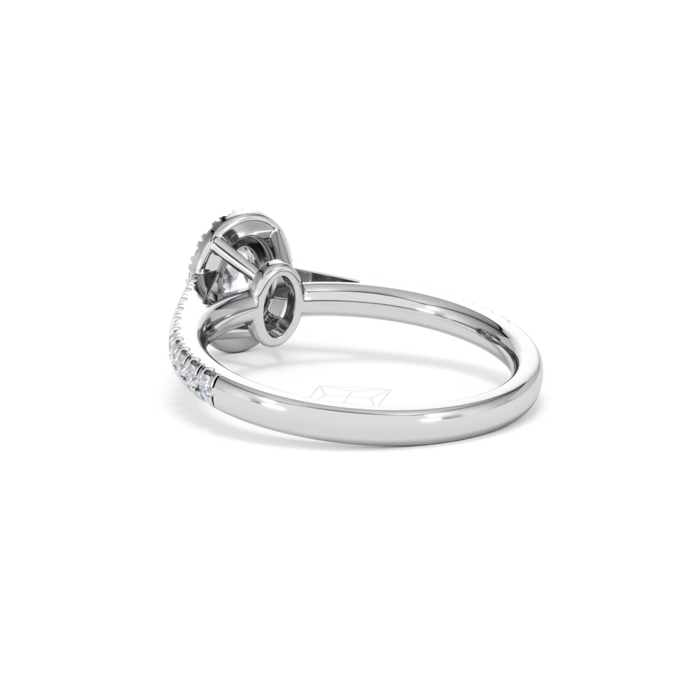 Georgina Lab Oval Diamond Halo Engagement Ring 18K White Gold 1.00ct F/VS1