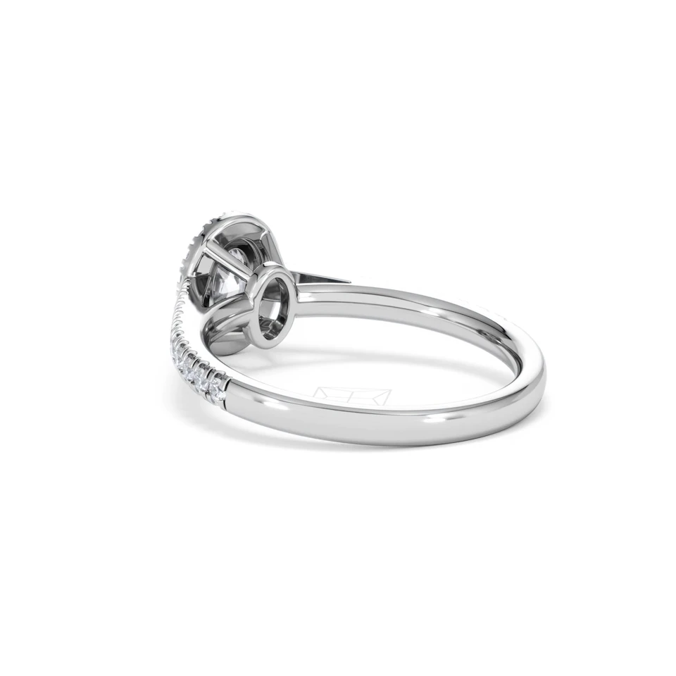 Georgina Lab Oval Diamond Halo Engagement Ring 18K White Gold 1.00ct F/VS1