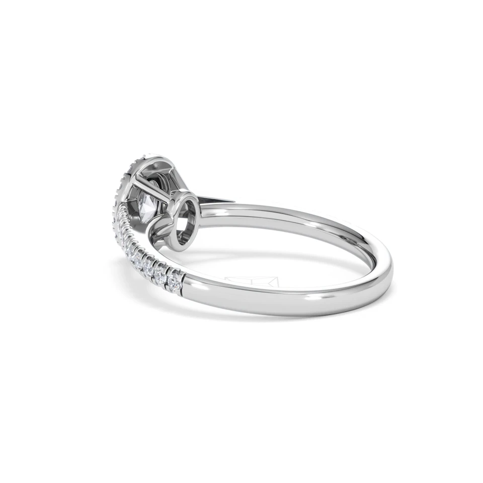 Georgina Lab Oval Diamond Halo Engagement Ring 18K White Gold 1.00ct F/VS1